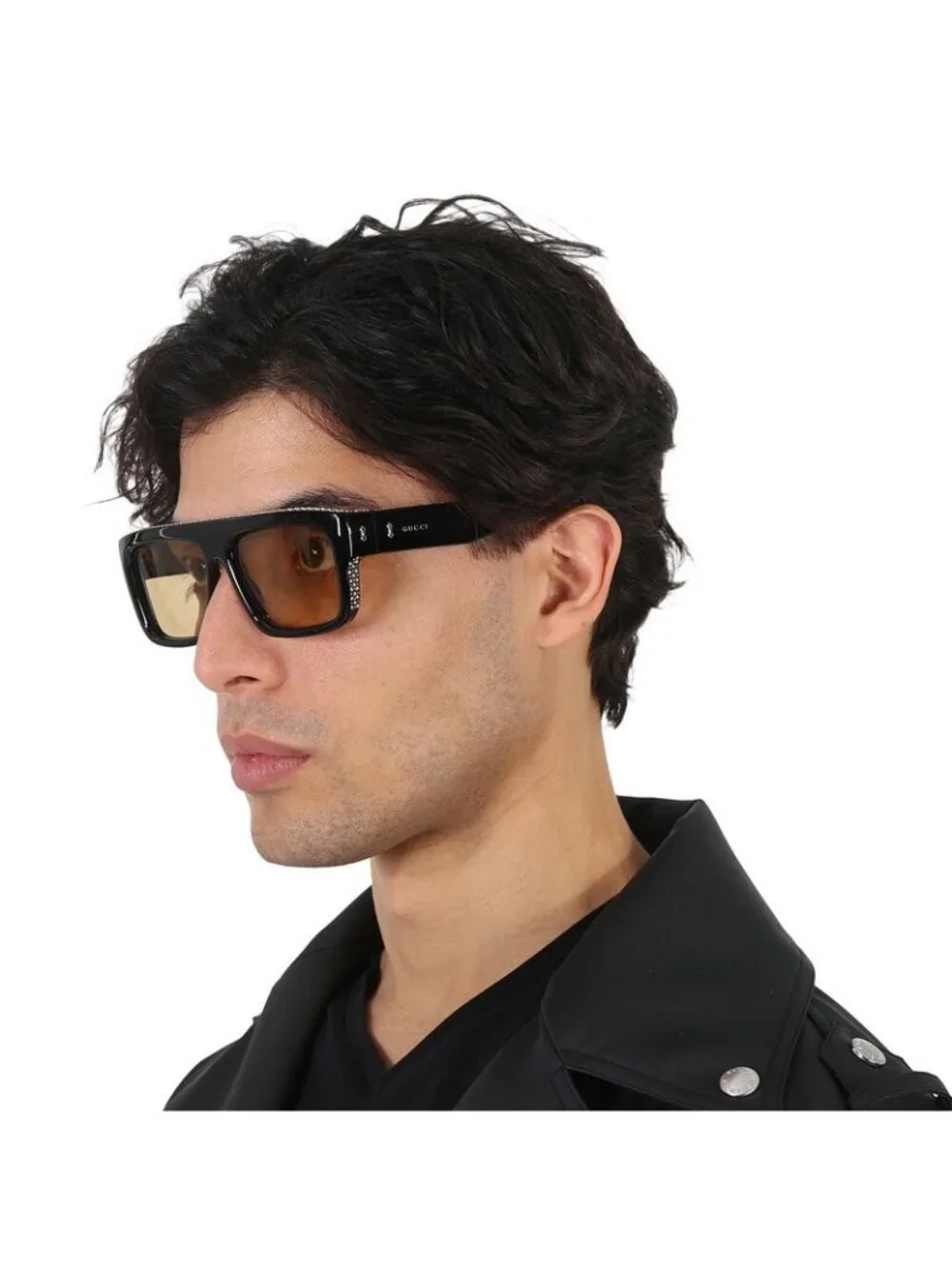 Gucci GG 1461S black square sunglasses with crystals